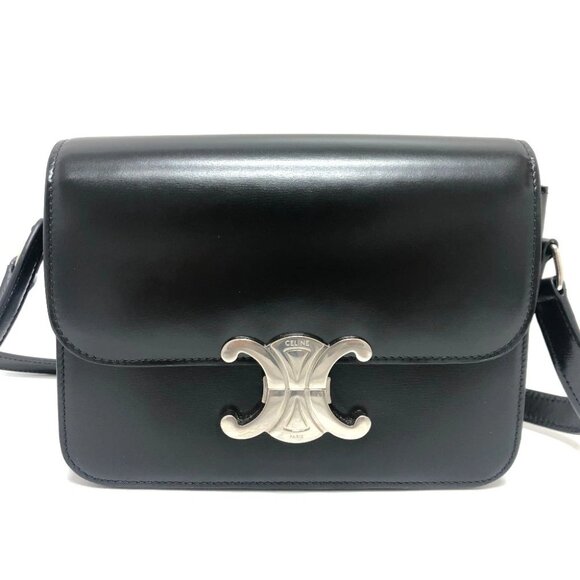 CELINE Triomphe Classic Bag Shoulder Bag Leather SVHardware Black/SilverHardware - Picture 11 of 13